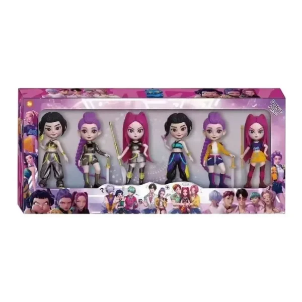 Coffret collector figurines K-Pop Demon Hunters Girl Squad Chibi, 6 héroïnes féminines dynamiques en plastique.