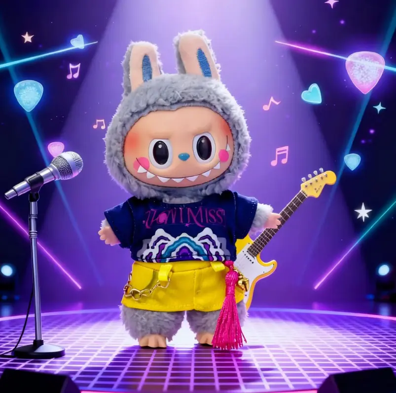 Ensemble K-Pop Demon Hunters Mira pour figurine Labubu 17 cm, style dark moderne et tendance.