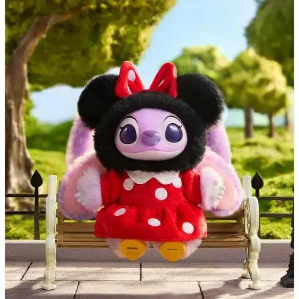 Pendentif Pop Mart Disney Labubu Stitch Angel déguisé en Minnie Mouse Secret Edition assis