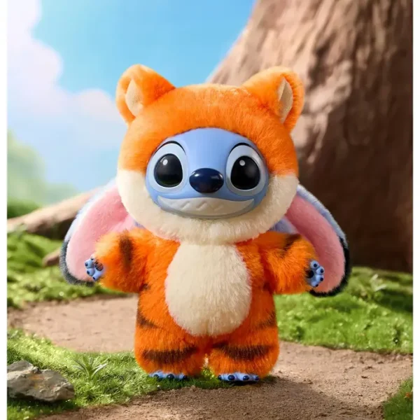 Pendentif Stitch bleu déguisé en Tigrou, peluche kawaii Disney Labubu Pop Mart.