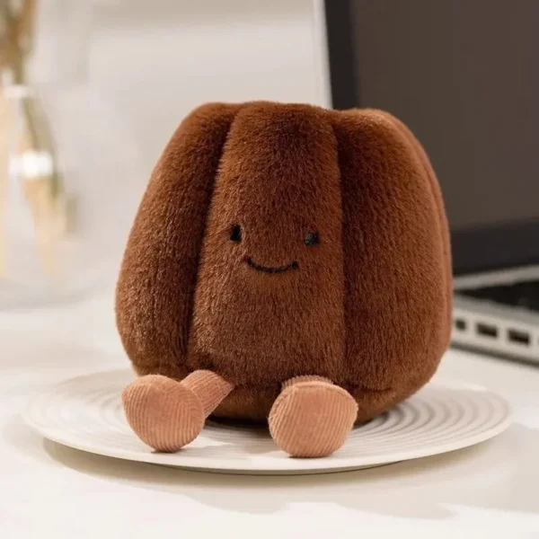 Peluche Cannelé brun chocolat façon Jelly, yeux brodés et pattes velours côtelé.