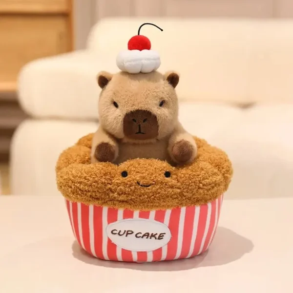 Peluche Capybara Cupcake Kawaii marron et crème, style Jellycat, design façon Jelly.