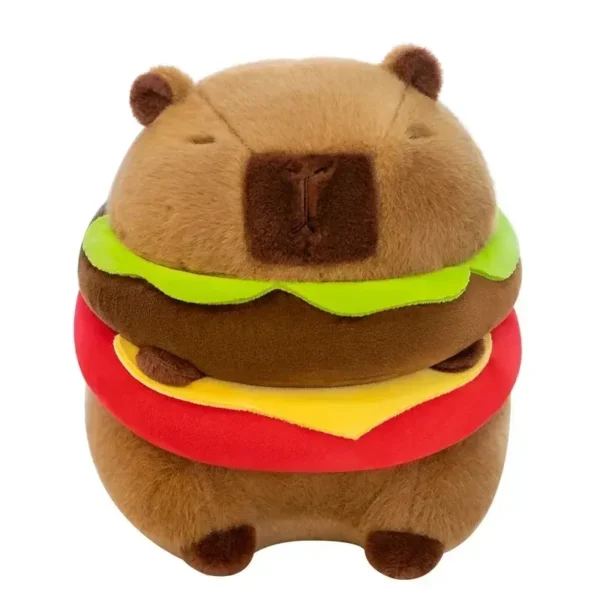 Peluche Capybara Hamburger kawaii 20cm, douce style squishmallow, capybara-burger.