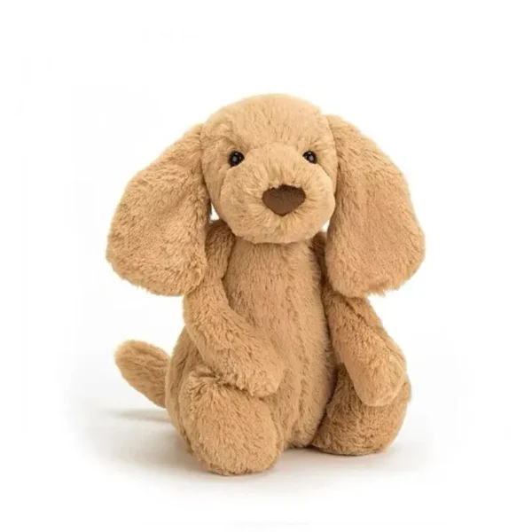 Peluche chiot doux "design Jelly" beige doré, yeux pétillants, longues oreilles tombantes.
