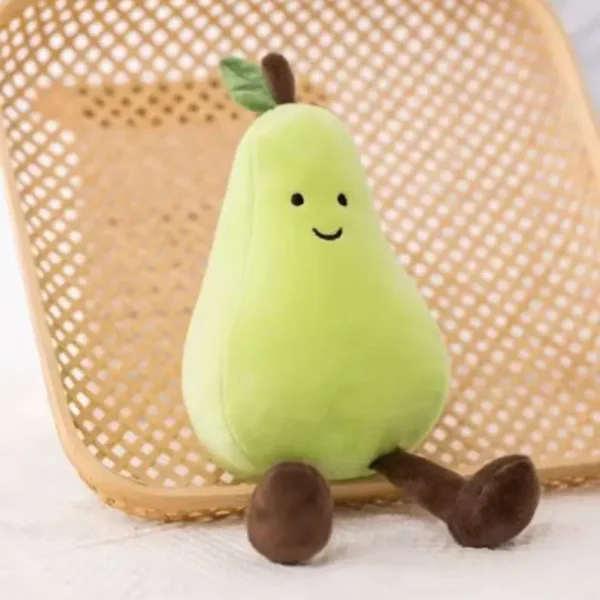 Peluche poire vert pomme clair, design façon Jellycat , kawaii, 17cm, coton premium.