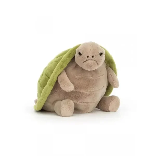 Peluche tortue Gronchon beige et vert sauge, design Jellycat minimaliste en velours doux.