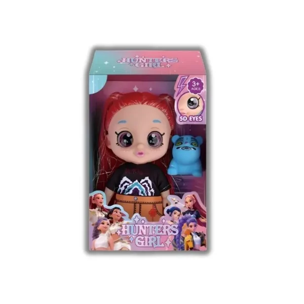 Poupée HUNTERS GIRL Mira K-Pop Demon Hunters, 18cm, yeux 5D scintillants, cheveux rouges, figurine.