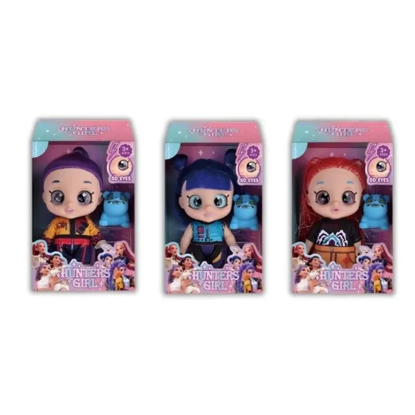 Trio de poupées K-Pop Demon Hunters 18cm Rumi, Zoé, Mira aux yeux 5D scintillants, avec animaux.